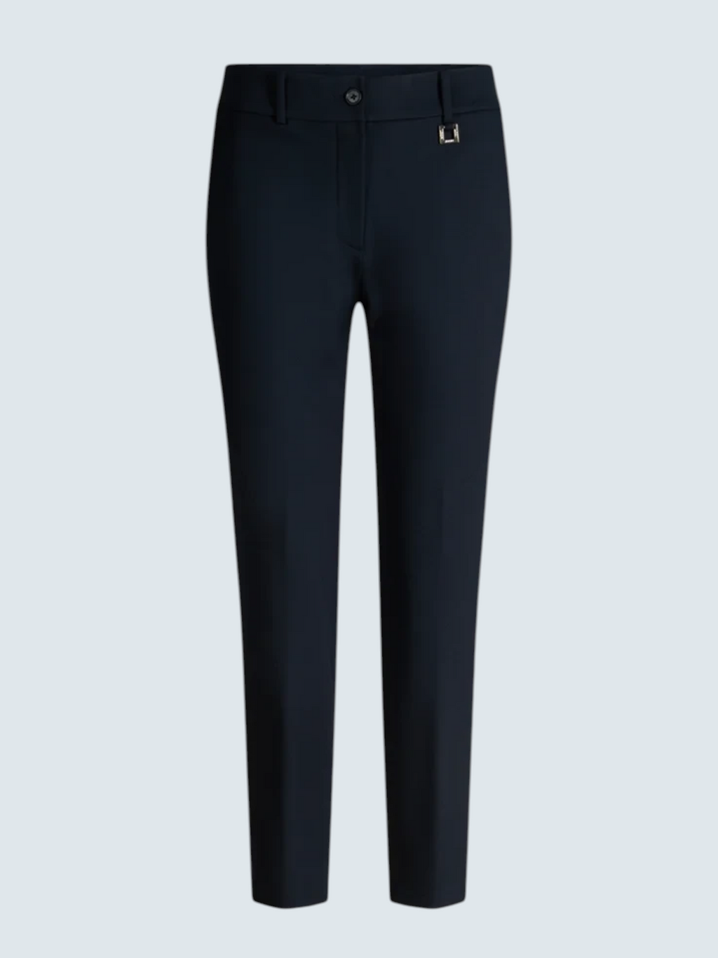 Темно-сині елегантні штани slim-fit від oui-ua.store з поясом, шлейками та металевою фурнітурою