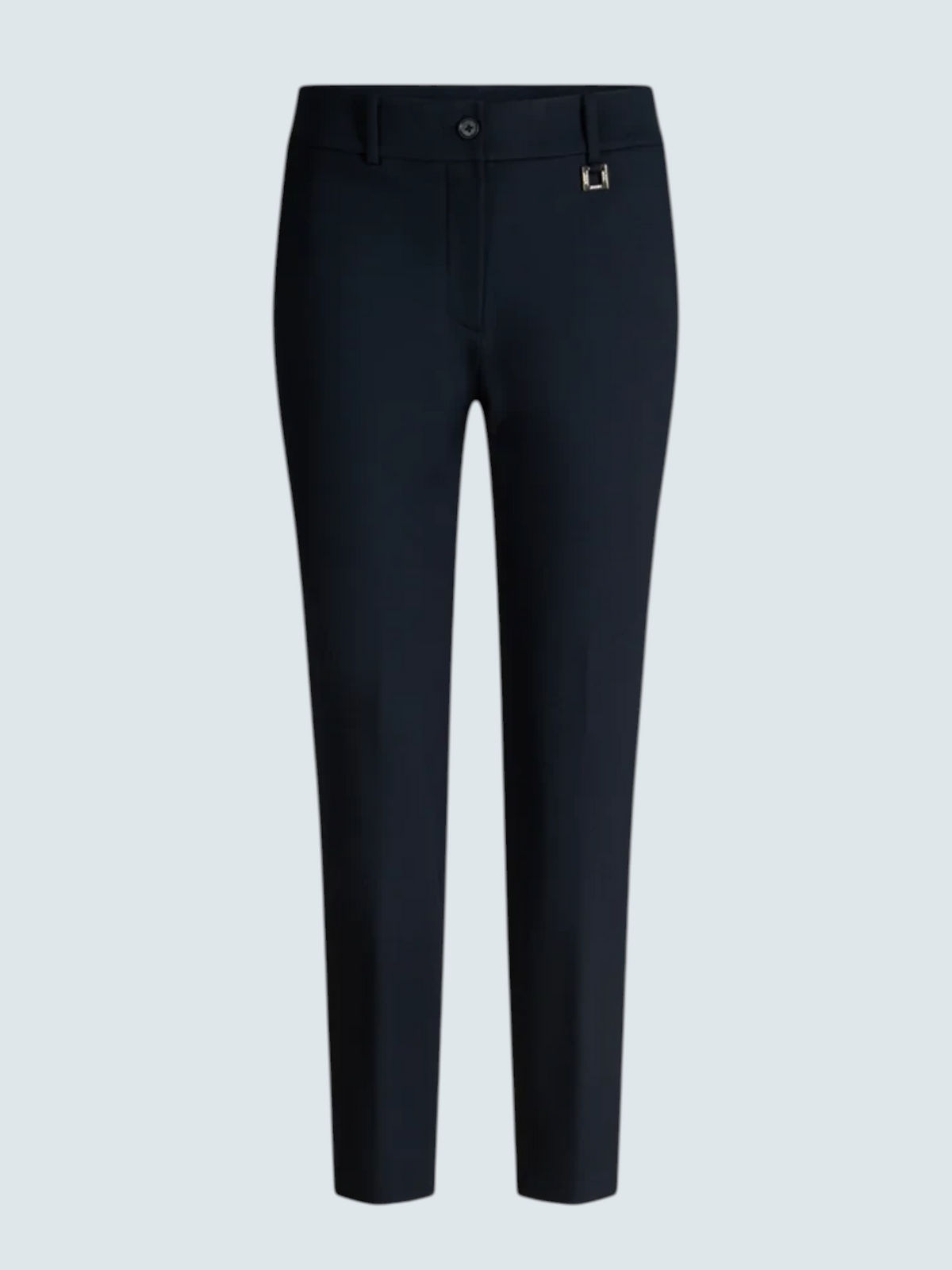 Темно-сині елегантні штани slim-fit від oui-ua.store з поясом, шлейками та металевою фурнітурою