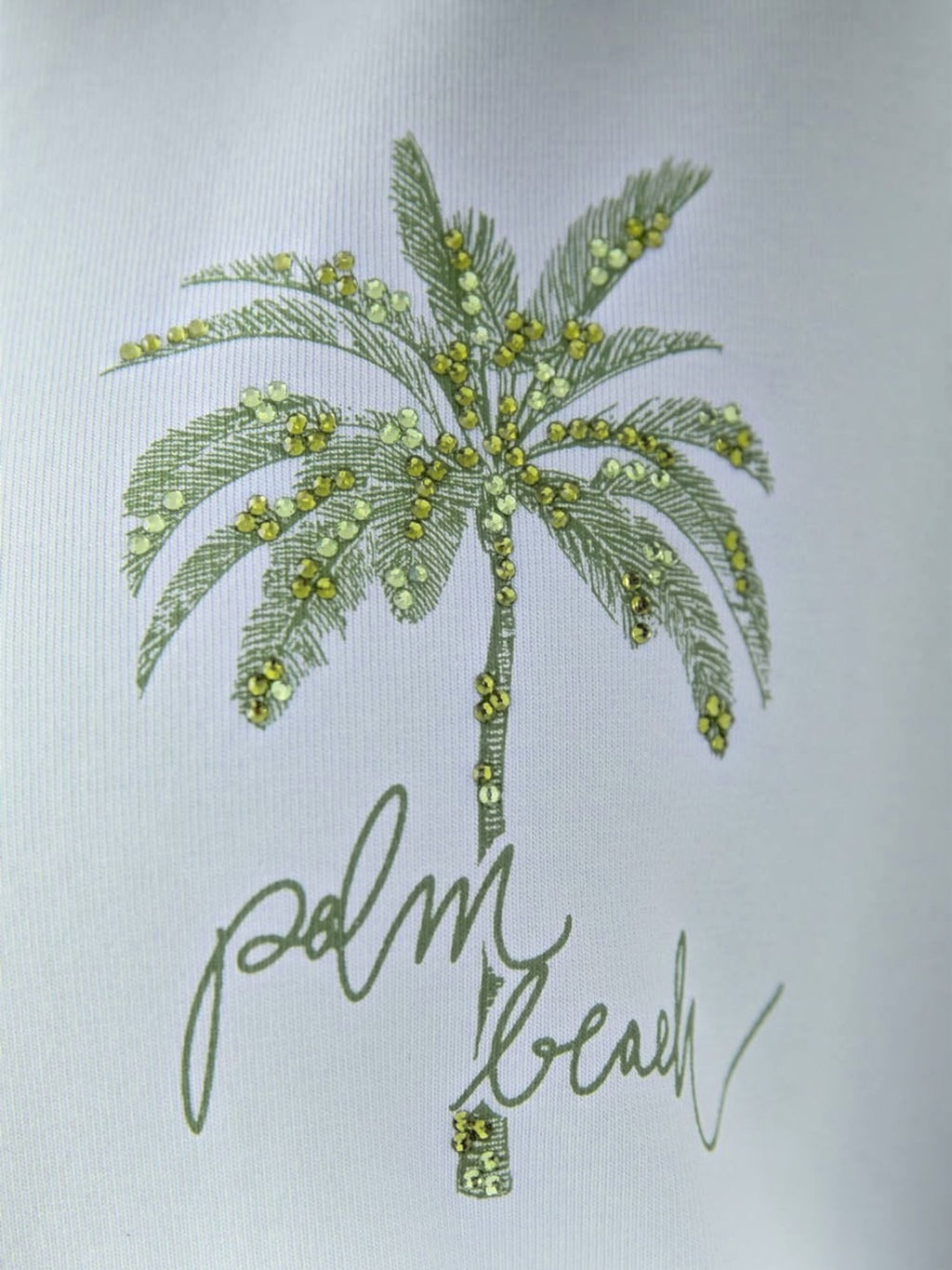 oui-ua.store ніжно-блакитна футболка з мерехтливим принтом пальми Palm Beach на спині