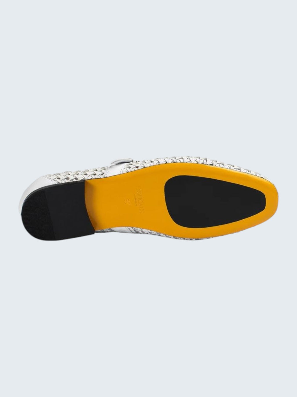 oui-ua.store white leather ballet flats with woven detail and adjustable strap. Italian-made.