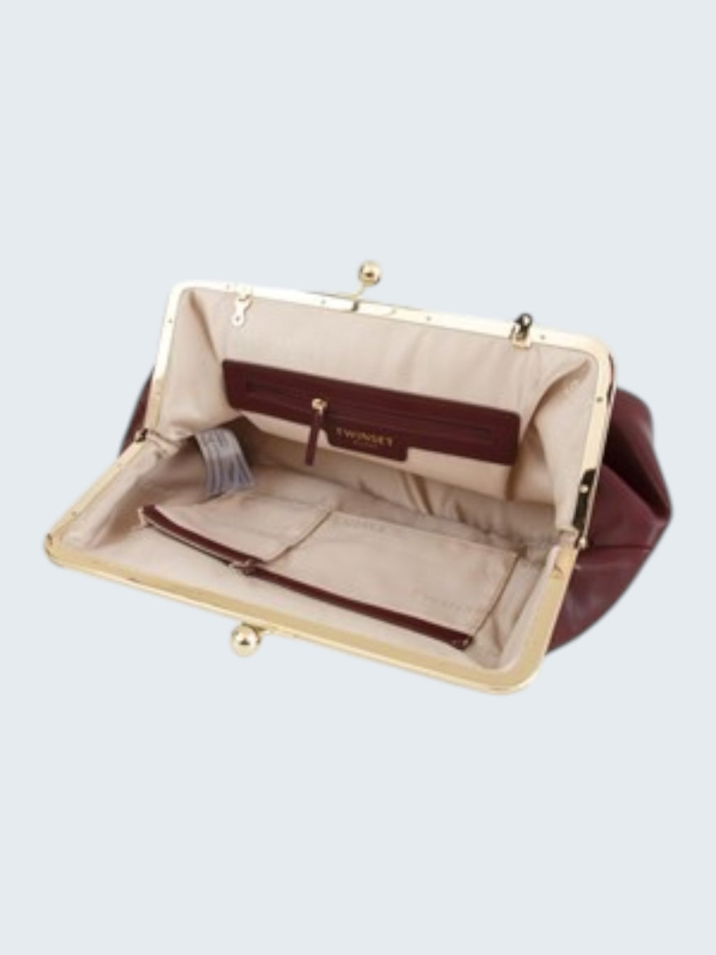 oui-ua.store burgundy leather maxi clutch bag with gold hardware and chain strap